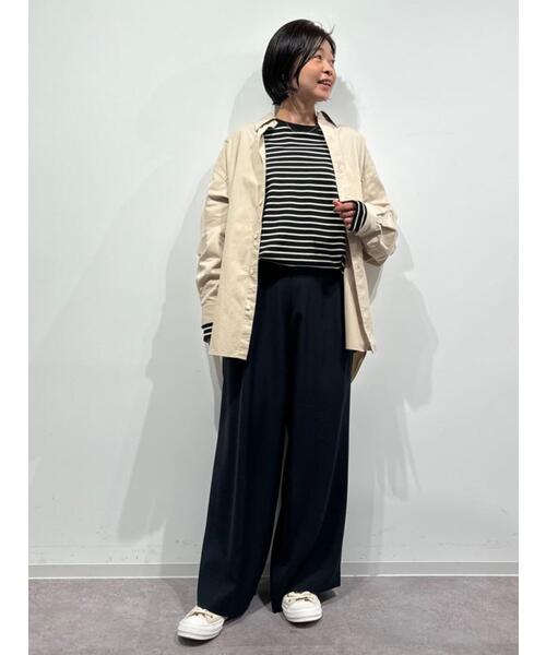 「human woman」 長袖シャツ「PARROTT CANVASコラボ」 MEDIUM ブルー レディースの画像