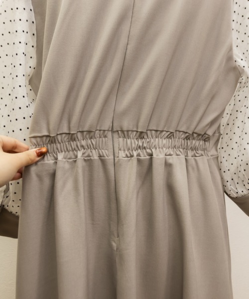 「CLETTE」 7分袖ワンピース LL ネイビー レディース_画像3