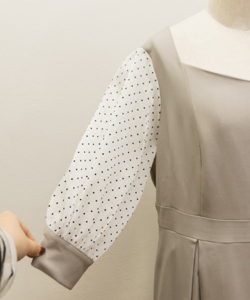 「CLETTE」 7分袖ワンピース LL ネイビー レディース_画像4