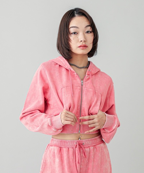 「X-girl」 ジップアップパーカー M ブルー レディース_画像2
