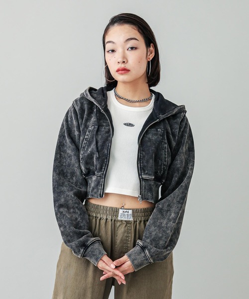 「X-girl」 ジップアップパーカー M ブルー レディース_画像4
