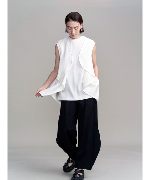 UN3D.（アンスリード） tシャツ WAVE RUFFLE JERSEY TOP / ウェーブ