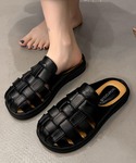 サンダル レザー調 メッシュ コンフォート フ...の詳細画像3