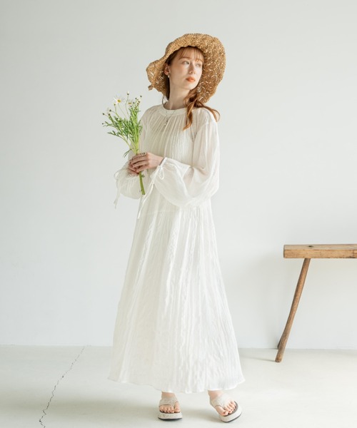 「hinari」 長袖ワンピース FREE ホワイト レディース_画像8