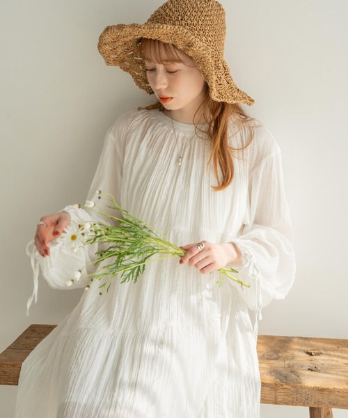 「hinari」 長袖ワンピース FREE ホワイト レディース_画像9
