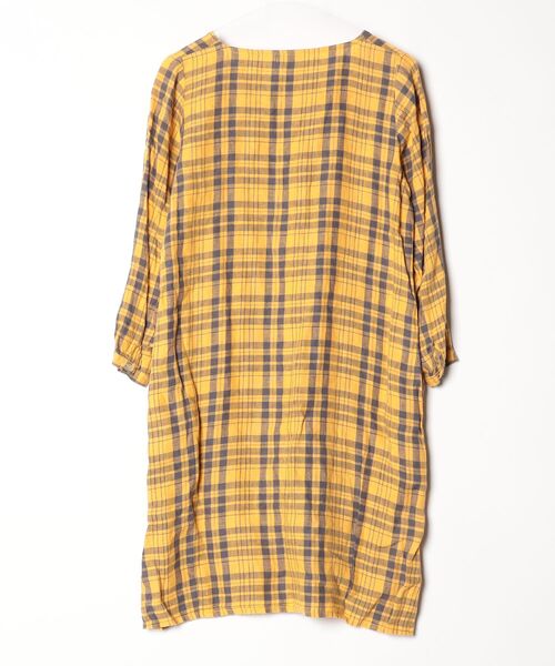 「fog linen work」 チェック柄長袖ワンピース - イエロー レディース_画像2