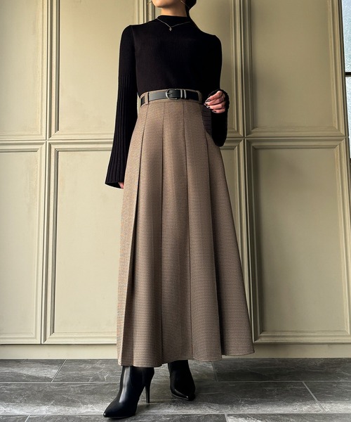 「junoah」 フレアスカート X-LARGE ブラウン レディース_画像6