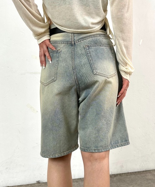 「WHO'S WHO gallery」 デニムハーフパンツ FREE ネイビー レディース_画像8