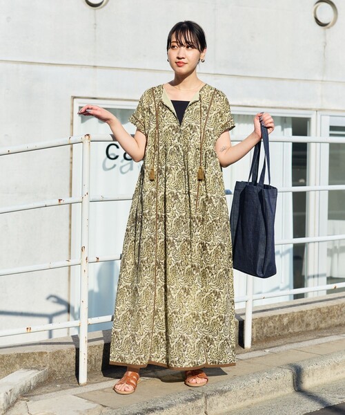 「FREAK'S STORE」 半袖ワンピース SMALL ネイビー レディース_画像2