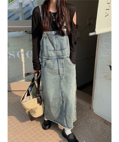 ワンピース ジャンパースカート ヴィンテージライクデニムサロペットジャンパースカート Zozotown Yahoo 店 通販 Yahoo ショッピング