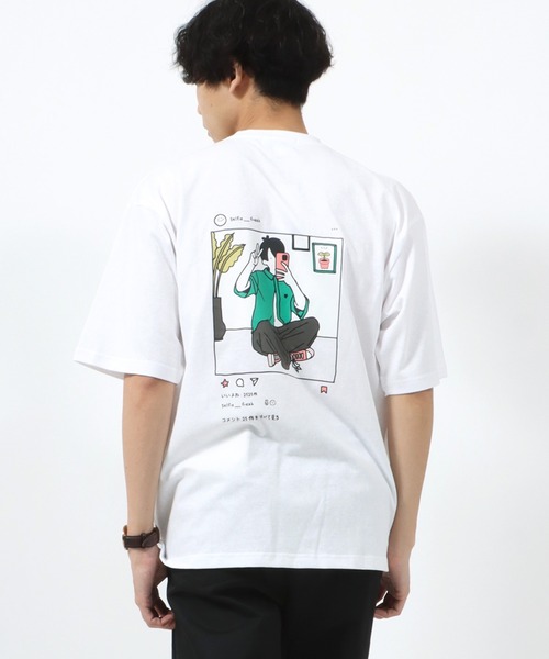  Man グループイラスト Tシャツ tシャツ Tシャツ Selfie Freak イラストプリントTシャツ : ZOZOTOWN