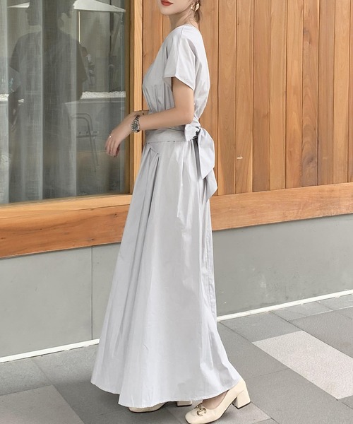 FREE STYLISTS ワンピース ウエストリボン2WAYマキシ丈ワンピース