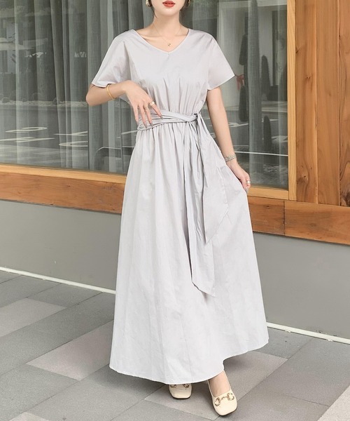 [SATIN] ウエストリボン ポイント ワンピース ☆送料込☆ SATIN] ウエストリボン ポイント ワンピース ☆送料込☆
