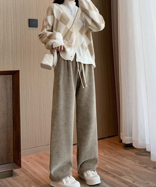 スラックス パンツ 裏起毛ロングワイドパンツ レディース : ZOZOTOWN