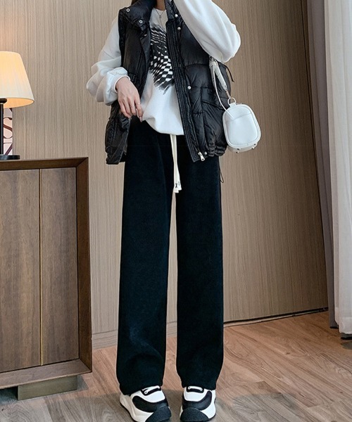 スラックス パンツ 裏起毛ロングワイドパンツ レディース : ZOZOTOWN