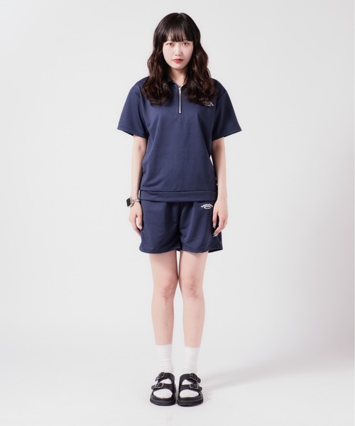Chick tシャツ ハーフジップ半袖セットアップ レディース
