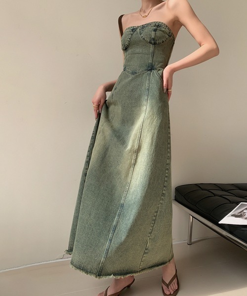 ワンピース ベアトップデニムワンピース : ZOZOTOWN Yahoo!店