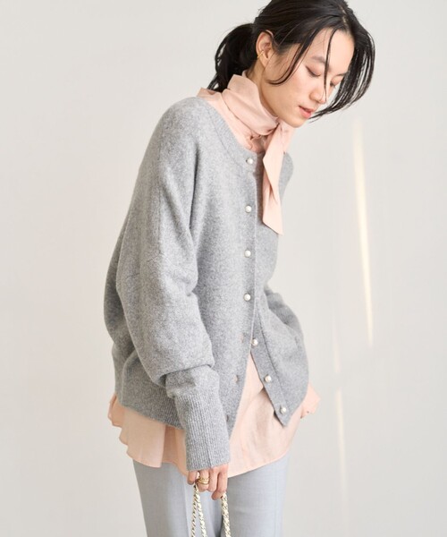 Phlannel / フランネル | ウール スリットカーディガン | 0 | ライトブラウン | レディース Phlannel(フランネル) 22AWWool Yak Guernsey Cardiganウール