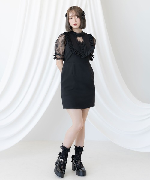 【新品】Dear My Love ブラックワンピース DearMyLove ワンピース ハートレースリボンセーラーワンピース