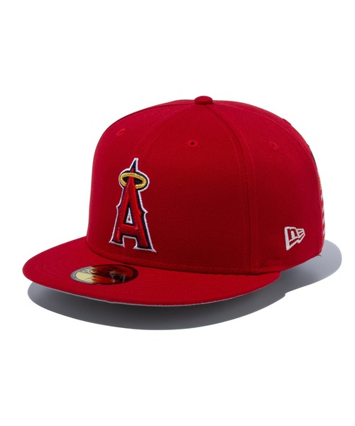 New Era 赤 キャップ 7 3/8、ゴールドパッチ NEW ERA キャップ 帽子 ニューエラキャップ 大谷翔平AL HR