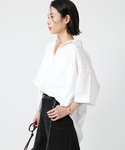 【希少サイズ3、ビッグシャツ】AURALEE ビッグハーフスリーブシャツ古着. AURALEE ハーフスリーブウォッシュドフィンクスツイルビッグ