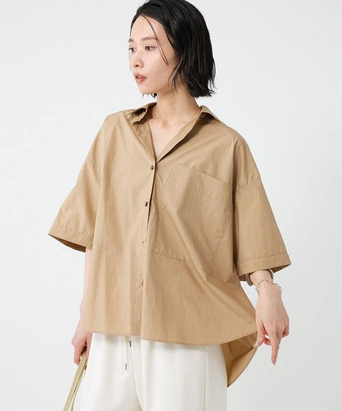 ブラウス シャツ ビッグポケットハーフスリーブシャツ レディース BABYLONE ブラウス シャツ ビッグポケットハーフスリーブシャツ
