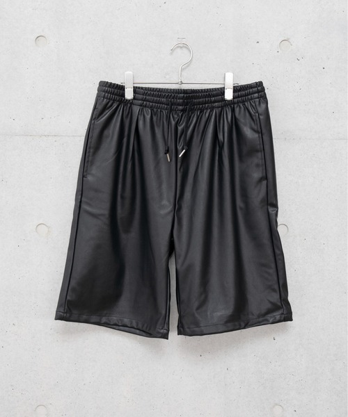 ワイドパンツ パンツ COLIN:シンセティックレザー ショートパンツ