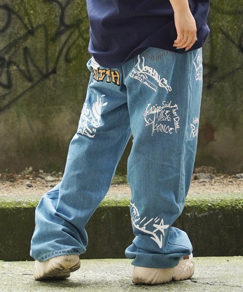 geeks バギージーンズ バギーデニム denim baggy pants WASH AGED BAGGY DENIM PANTS – GEEK