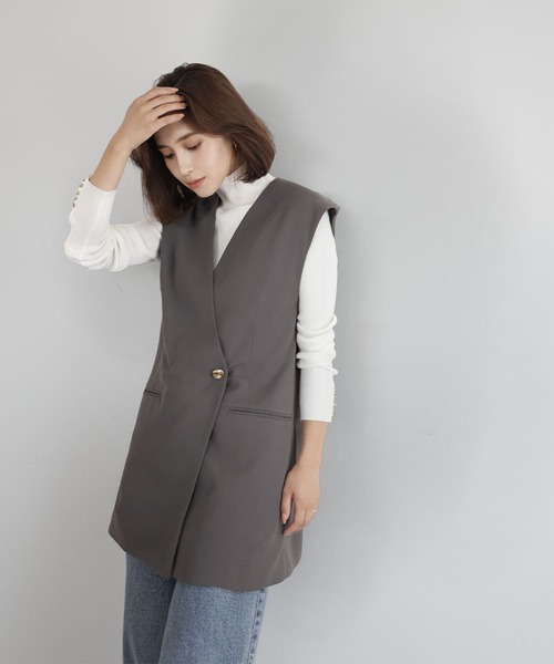 【2025最新】SNSで話題・人気の商品のおすすめアイテム ELFRANK バックシアーノーカラージレ/ベスト ジレ ベスト トップス