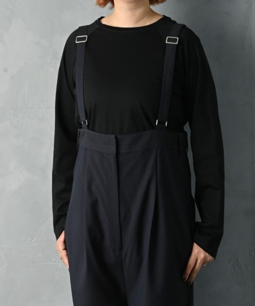 tシャツ 「BLK001」配色ステッチロングＴシャツ レディース