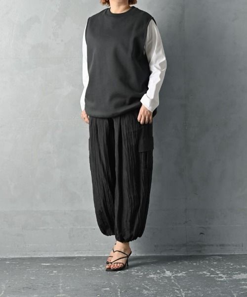 tシャツ 「BLK001」配色ステッチロングＴシャツ レディース STYLE DELI tシャツ 「BLK001」配色ステッチロングTシャツ