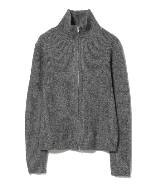 BEAMS HEART カーディガン スタンドカラー ダブルジップ カーディガン  