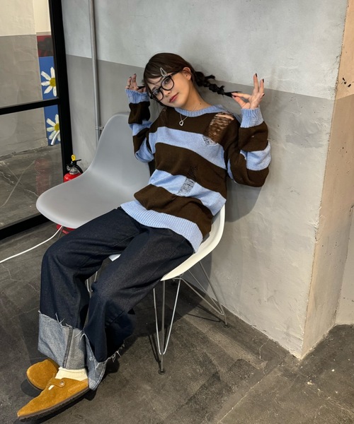Y2K bondage sheer knit layered シースルー ニット