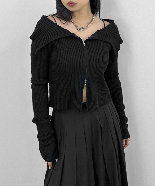 LVEU.（ラブユ） ニット セーター 「LVEU.」オフショルダブルジップ