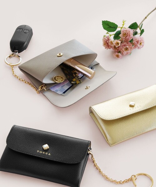 TOCCA ブラックレザーキーケース CLOVER KEYPOUCH TOCCA｜TOCCA CLOVER KEYPOUCH キーリング付きマルチポーチ