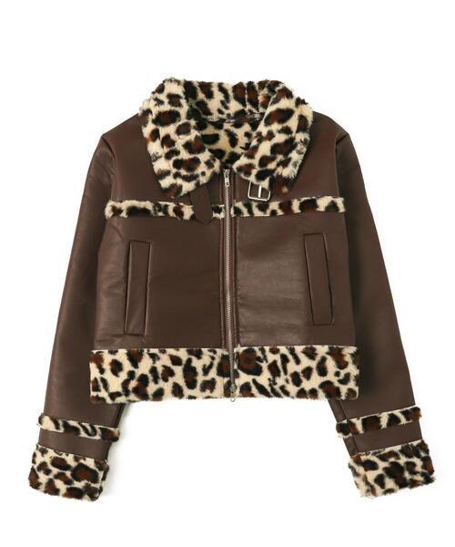 dispark ムートンコート ボアコート DISPARK/レオパード切替フェイク