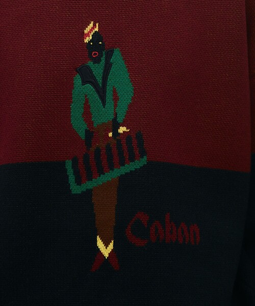 セーター ニット CABaN コットンカシミヤジャカード JAZZ VIBRAPHONE クルーネックプルオーバー メンズの画像