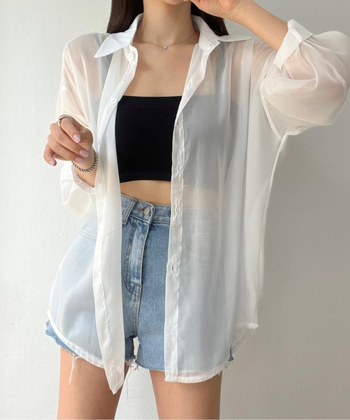 ブラウス シャツ 撥水 シアー シャツ（S〜M） レディース ブラウス シャツ シアーシャツ レディース : ZOZOTOWN Yahoo!店