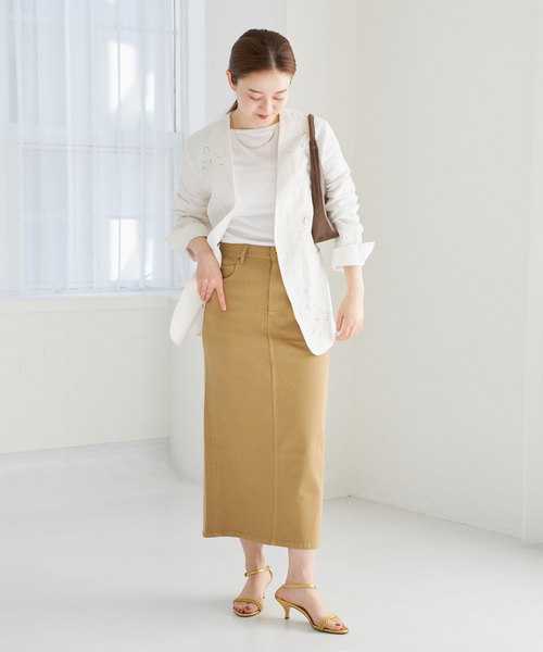 IENA ノーカラーレースジャケット IENA ジャケット ノーカラージャケット コットンリネン カット