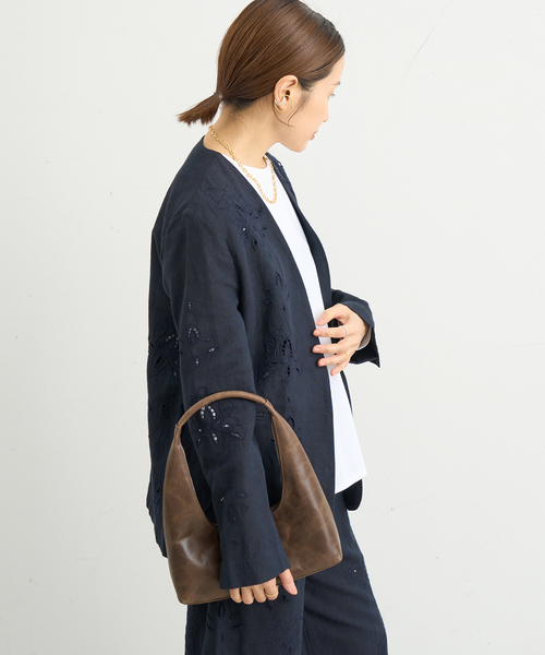 IENA ノーカラーレースジャケット IENA ジャケット ノーカラージャケット コットンリネン カット