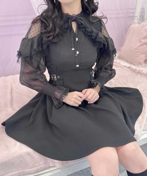 ROJITA ロジータ 花柄ボウタイドッキングワンピース 花柄ボウタイドッキングワンピース（ワンピース）｜ROJITA