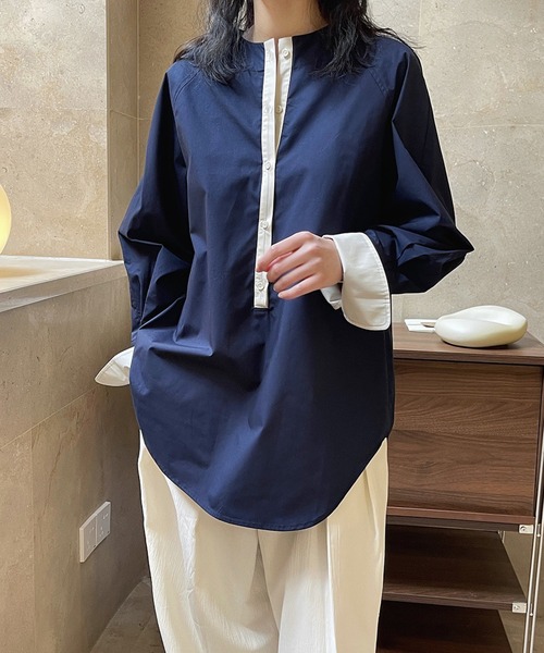 ブラウス シャツ bicolor raglan sleeve shirt レディース