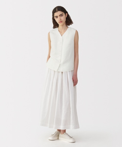ブラウス シャツ 「MUJI Labo」婦人　リネンシルクノースリーブシャツ レディース メンズ MUJI Labo ブラウス シャツ 「MUJI Labo」婦人 リネンシルク