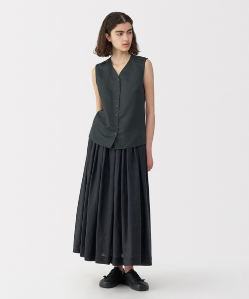 ブラウス シャツ 「MUJI Labo」婦人　リネンシルクノースリーブシャツ レディース メンズ