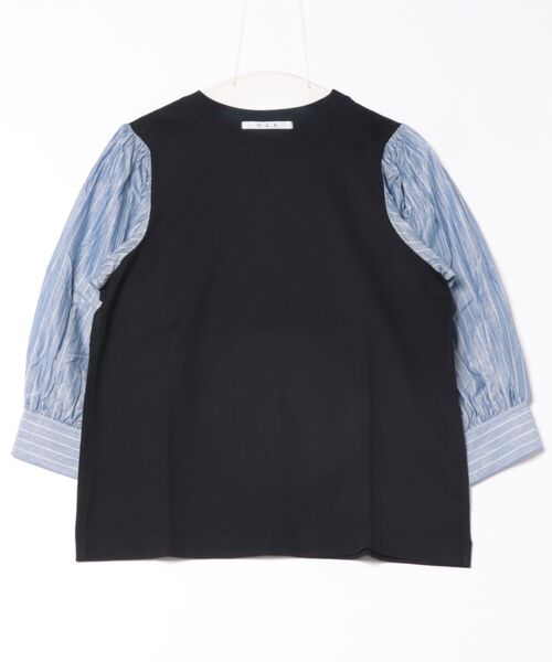 tシャツ 100／−ラメストライプ＋スワイー天竺カットソー レディース