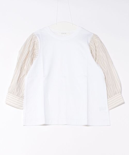 tシャツ 100／−ラメストライプ＋スワイー天竺カットソー レディース H.A.K tシャツ 100／−ラメストライプ＋スワイー天竺カットソー