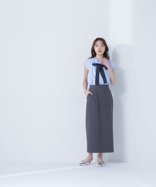 natural beauty basic グログランリボンブラウス フリルリボン グログランリボンブラウス | NATURAL BEAUTY BASIC（ナチュラル
