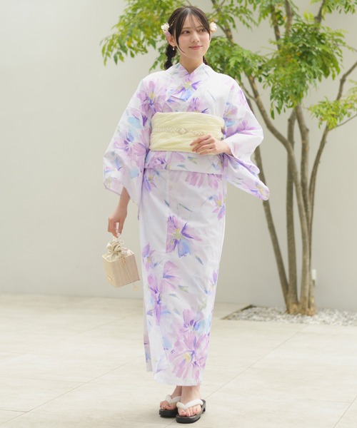 celen 浴衣 ピンク 7点セット 兵児帯2 下駄 足袋 腰紐2個付き CELEN 浴衣 「下駄付き兵児帯ゆかた5点セット」浴衣・兵児帯・腰紐2本