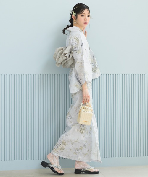 【美品】DAZZY 百合柄浴衣 兵児帯、GRL兵児帯 帯紐 下駄 5点セット bc9.jpg