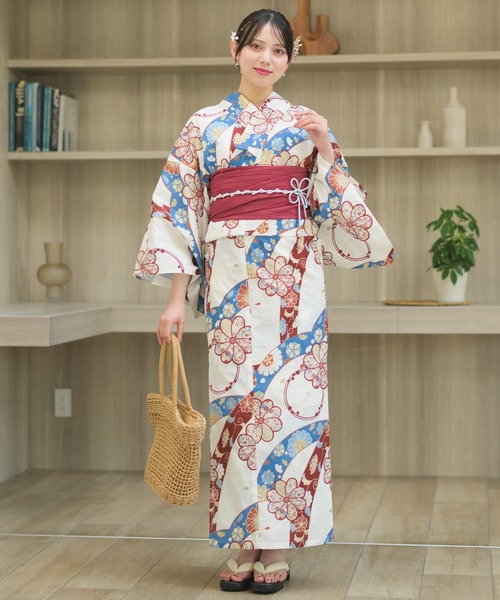 浴衣セット 2枚・帯・腰紐、下駄付き 浴衣 「下駄付き兵児帯ゆかた5点セット」浴衣・兵児帯・腰紐2本